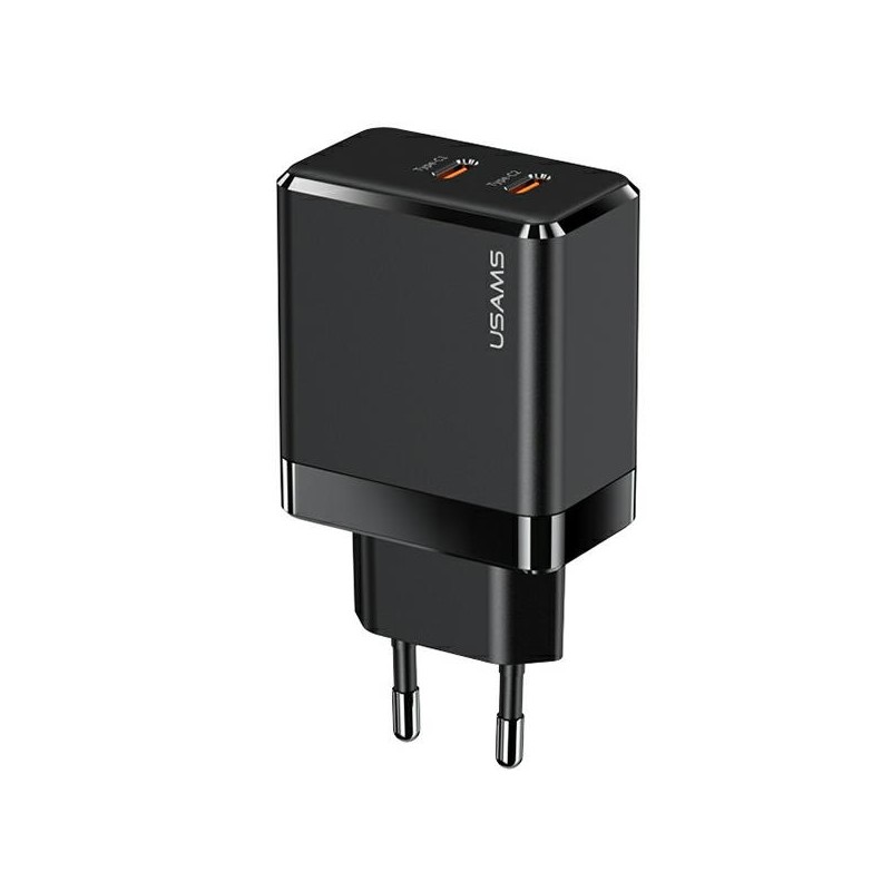 caricabatterie 40W  usb-c+ usb-c usams nero