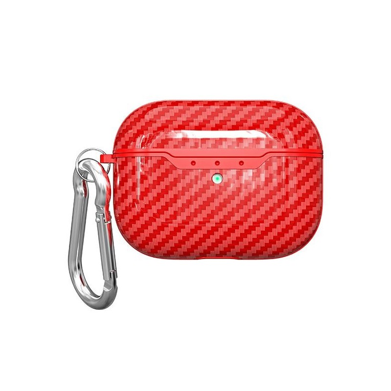 cover per airpods pro 2 effetto carbonio rossa