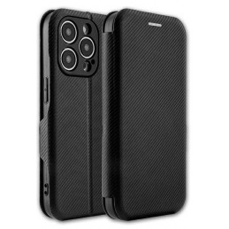 custodia a libro per samsung a15 nera porta carte di credito chiusura magnetica effetto carbonio nera