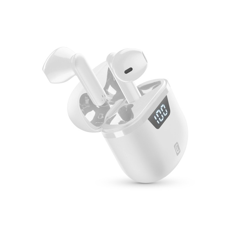 auricolare vivavoce bluetooth doppio  con base di ricarica bianco