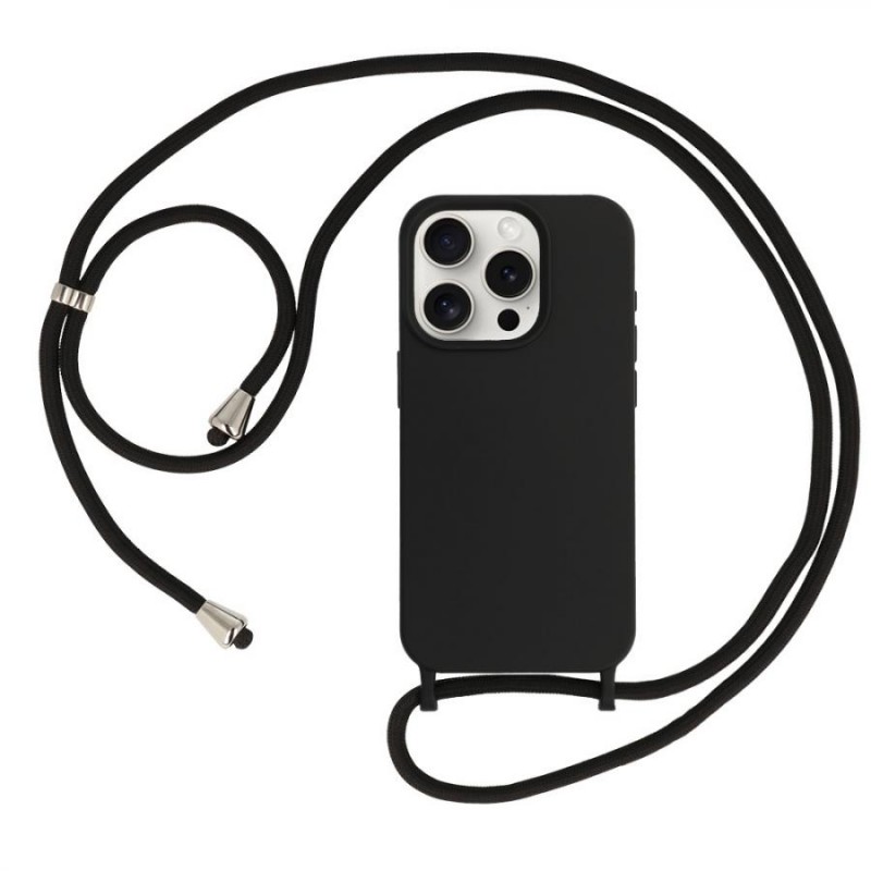 cover silicone iphone 14 pro max nera con laccio da collo cover silicone iphone 14 pro max nera con laccio da collo