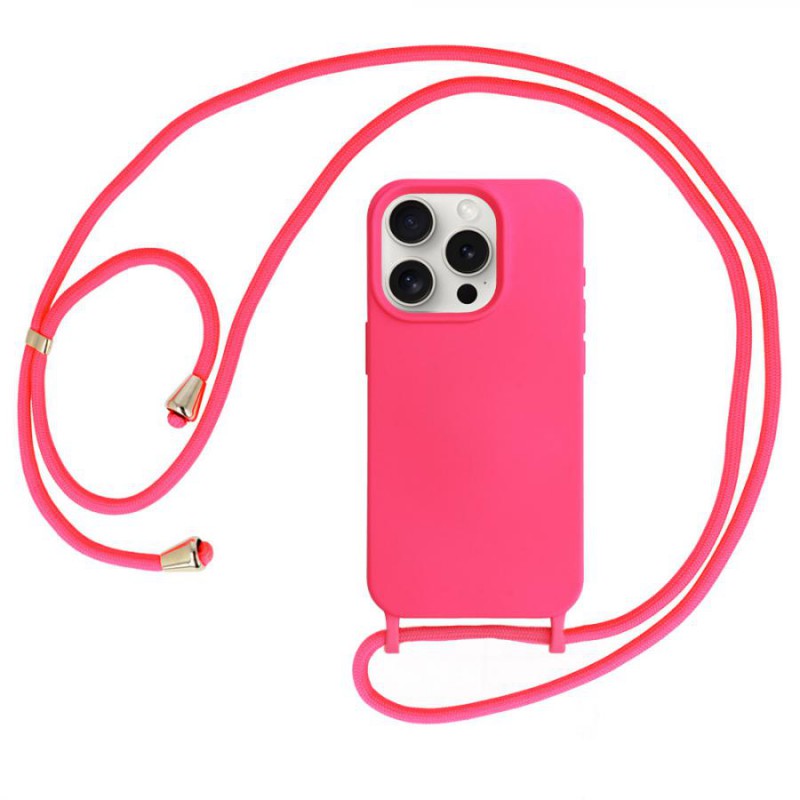 cover silicone iphone 14 pro max rosa con laccio da collo cover silicone iphone 14 pro max rosa con laccio da collo