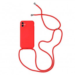 cover  silicone iphone 11 pro rosa con laccio da collo