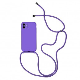 cover  silicone iphone 11 pro viola con laccio da collo