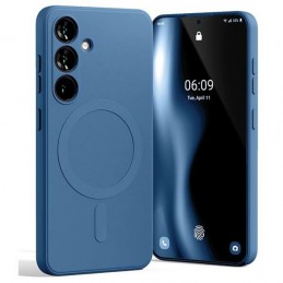 cover  silicone samsung s24 blu compatibile ricarica wireless