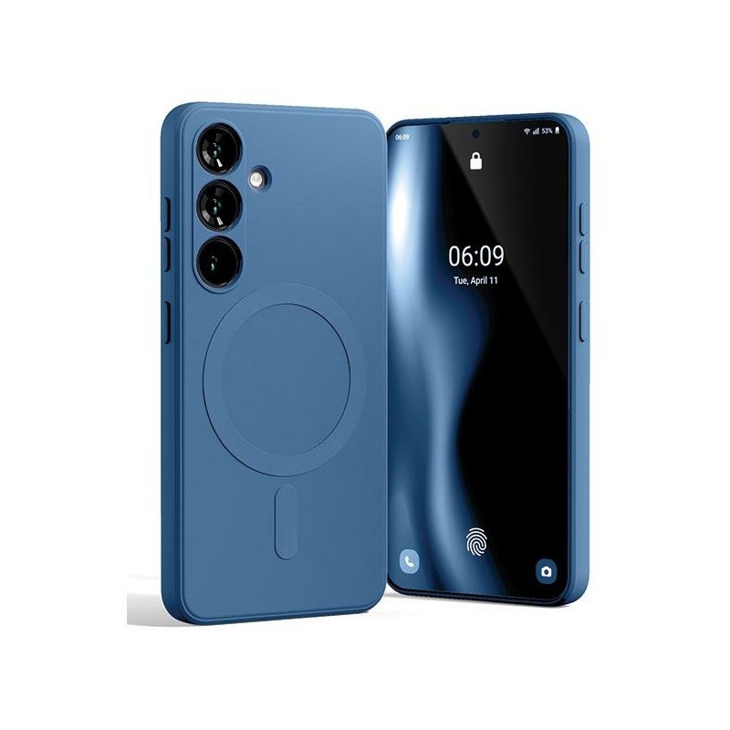 cover  silicone samsung s24 blu compatibile ricarica wireless