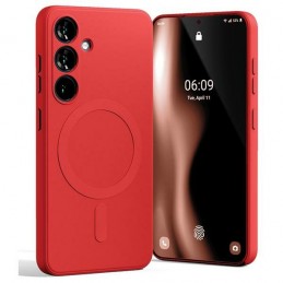 cover  silicone samsung s24 rossa compatibile ricarica wireless