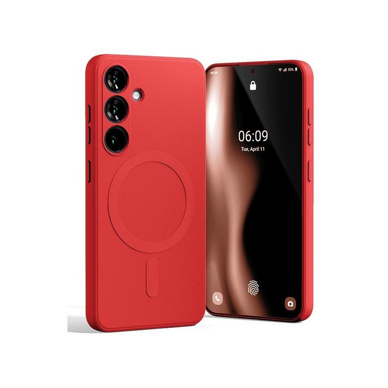 cover  silicone samsung s24 rossa compatibile ricarica wireless