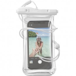 custodia waterproof bianca con laccio da collo regolabile