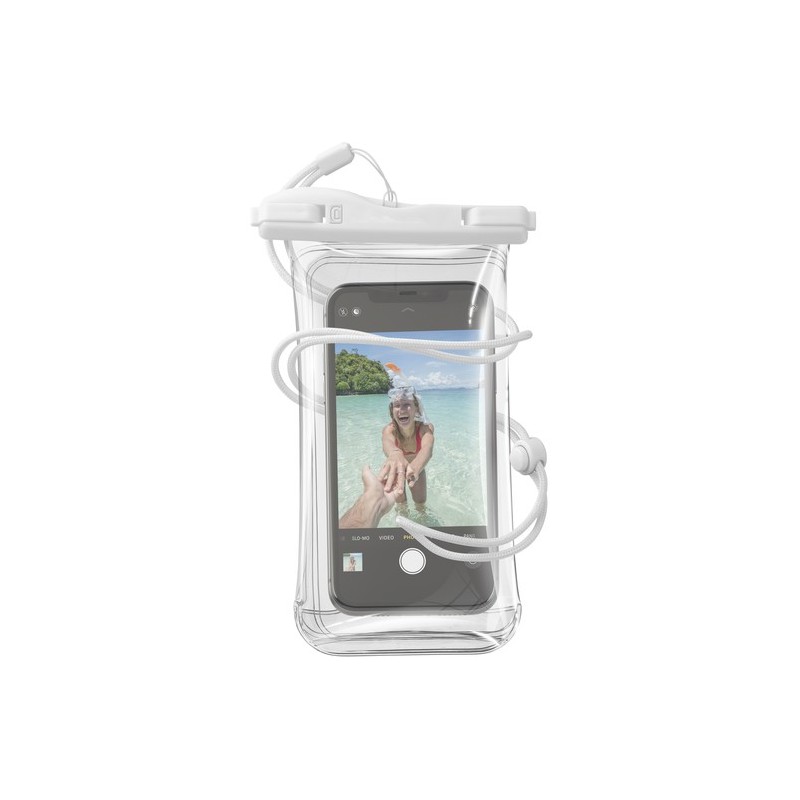 custodia waterproof bianca con laccio da collo regolabile