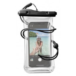custodia waterproof nera con laccio da collo regolabile