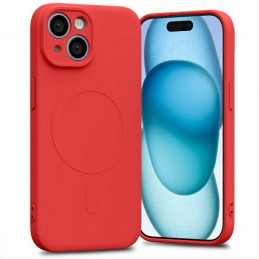 cover  silicone iphone 15 plus rossa compatibile magsafe
