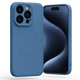 cover  silicone iphone 15 pro max blu compatibile magsafe