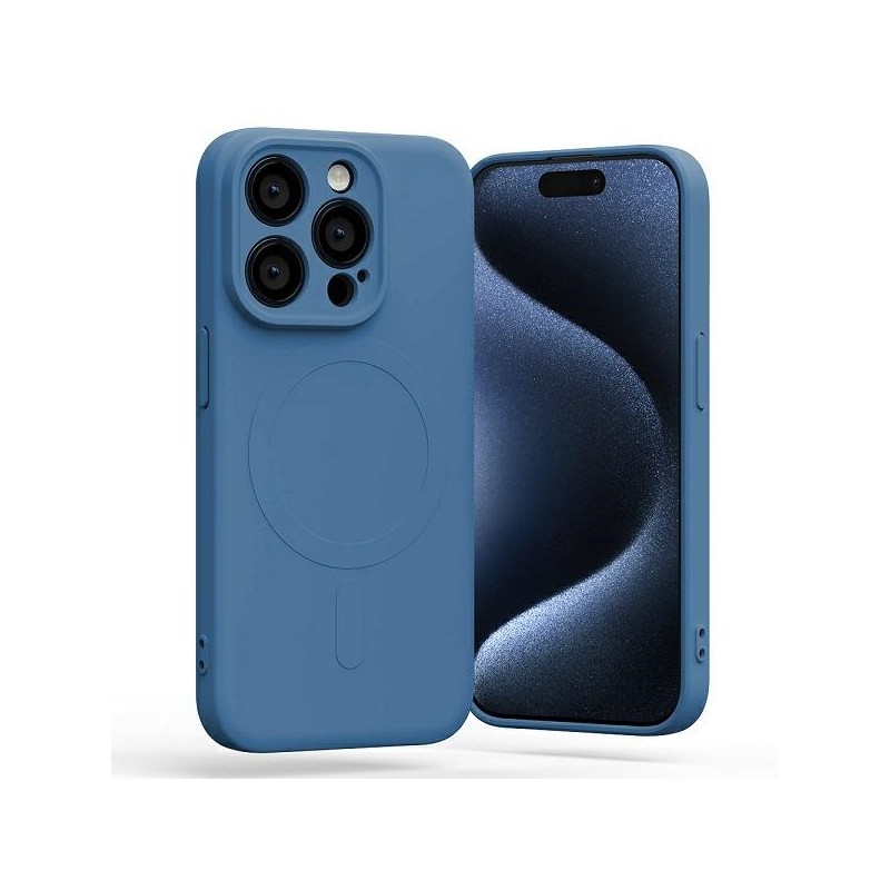 cover  silicone iphone 15 pro max blu compatibile magsafe