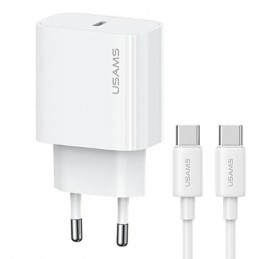 caricabatterie usams 20W biancousb-c / usb-c completo di cavo
