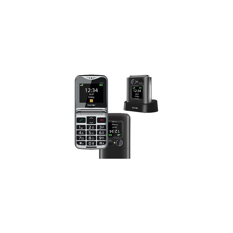 Cellulare Beafon Fold 10 nero - tasto SOS - tasti grandi - doppio display - suonerie forti