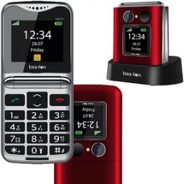 Cellulare Beafon Fold 10 rosso- tasto SOS - tasti grandi - doppio display - suonerie forti