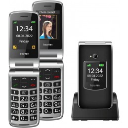 beafon sl 605 lte clamshell 2 sim lcd 2.8-1.77 bluetooth con  base e tasto sos nero fotocmera da 3,0 mp
