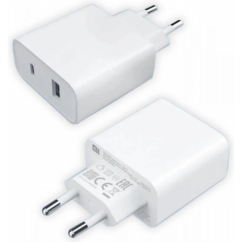 caricabatterie originale xiomi 33w usb- a + usb-c bianco