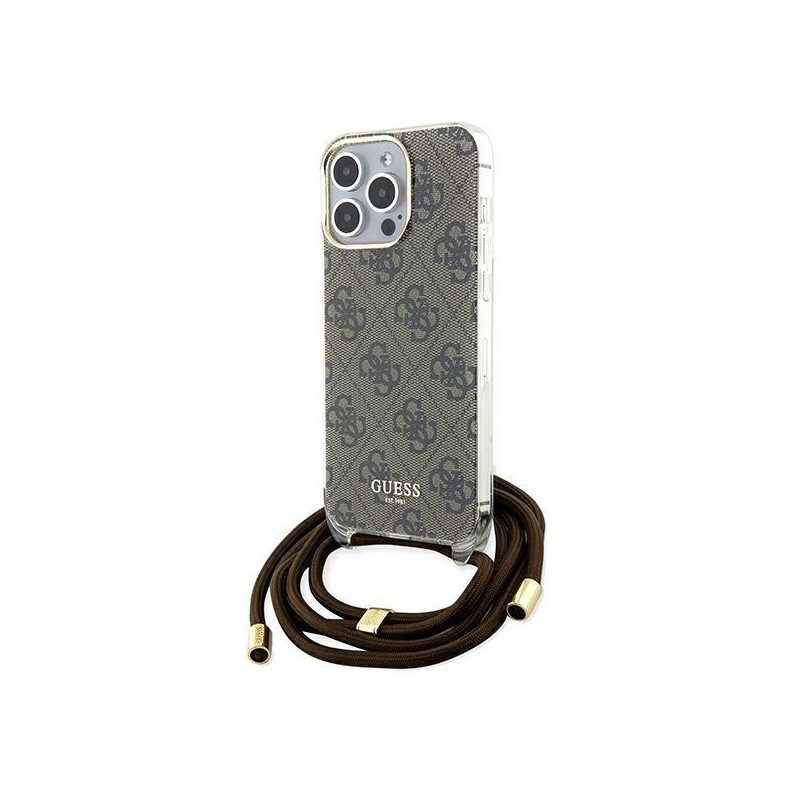 cover guess iphone 15 pro max brown con laccio da collo cover guess iphone 15 pro max brown con laccio da collo