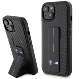cover bmw iphone 15/14/13 effetto carbonio nero con stand