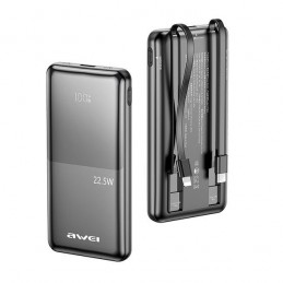 powerbank 10000 mAh 22,5w dual usb ultraslim nera cavo lightinh e usb-c incluso