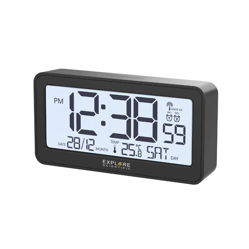 orologio design moderno Display ampio con ora radiocontrollata Doppio allarme e Snooze Temperatura interna