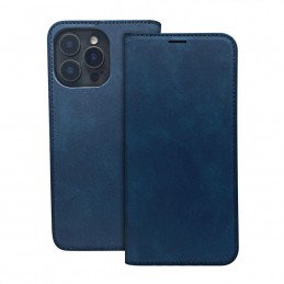 custodia a libro iphone 16 plus con porta carte di credito chiusura magnetica blu