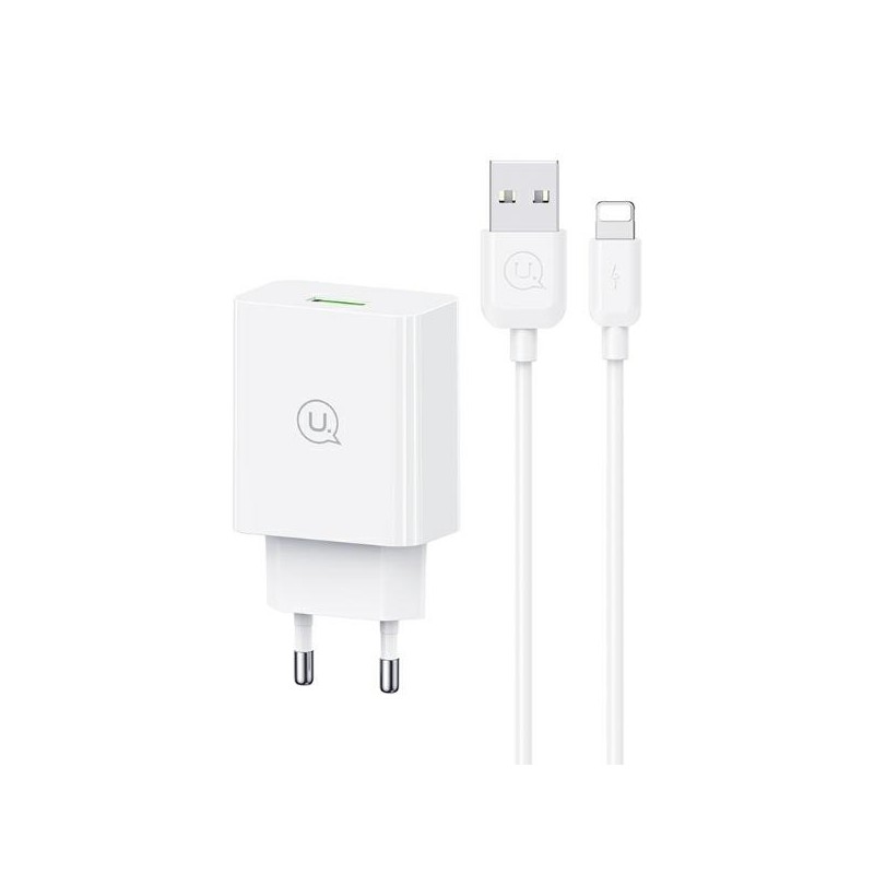 caricabatterie usb 18W con cavo lightning  bianco