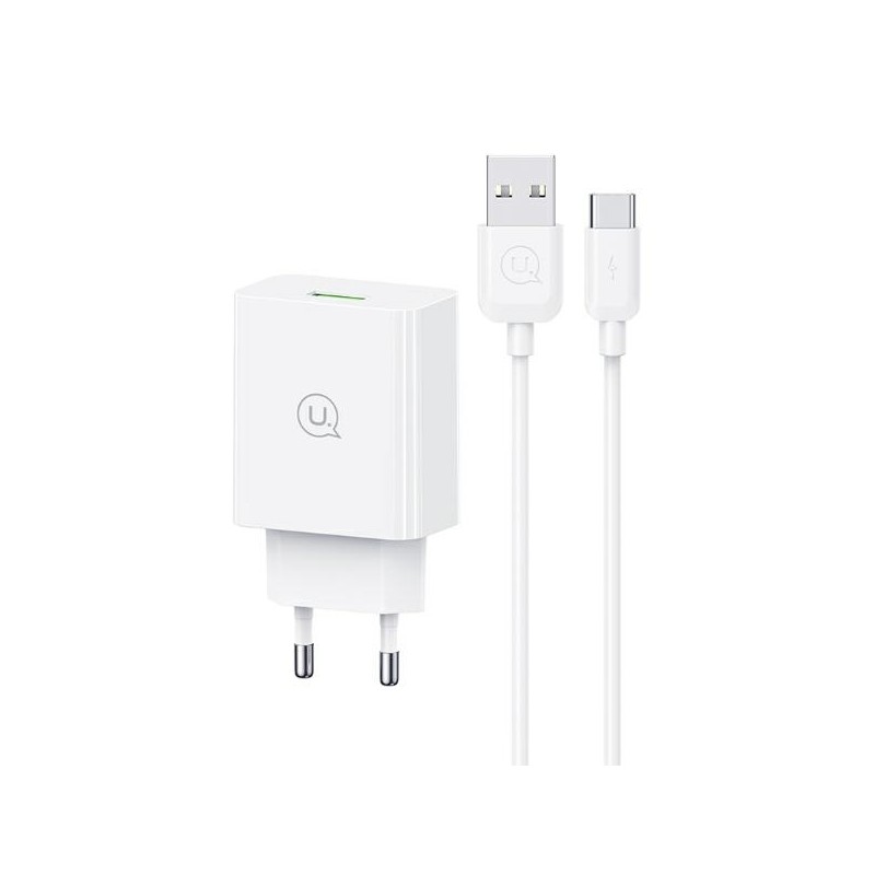 caricabatterie usb completo di cavo usb-c 18W bianco caricabatterie usb completo di cavo usb-c 18W bianco