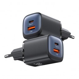 caricabatterie usb + usbc 30W gan nero-blu