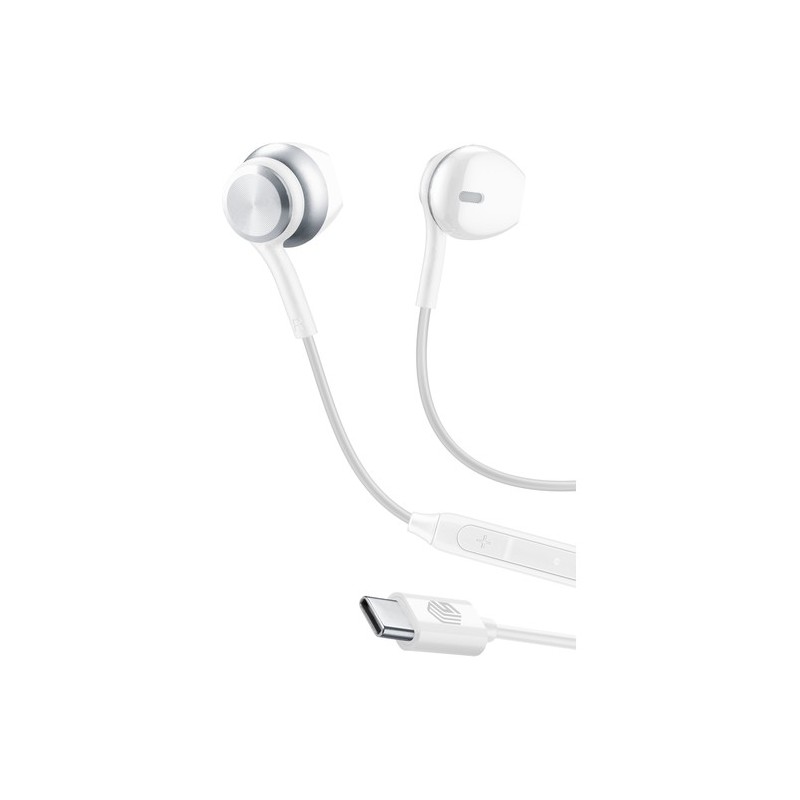 auricolare vivaoce stereo usb- c con controllo volume bianco