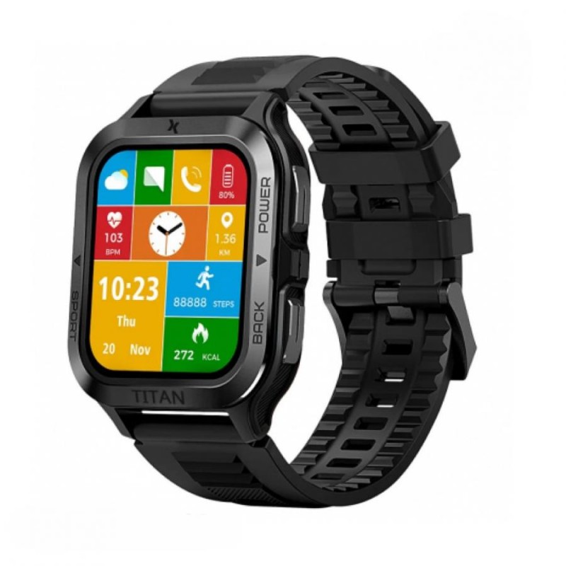 orologio maxcom fw65 titan pro nero ip 69 ampio display a colori da 1,7 hd, pressione arteriosa e risposte alle chiamate, notifi
