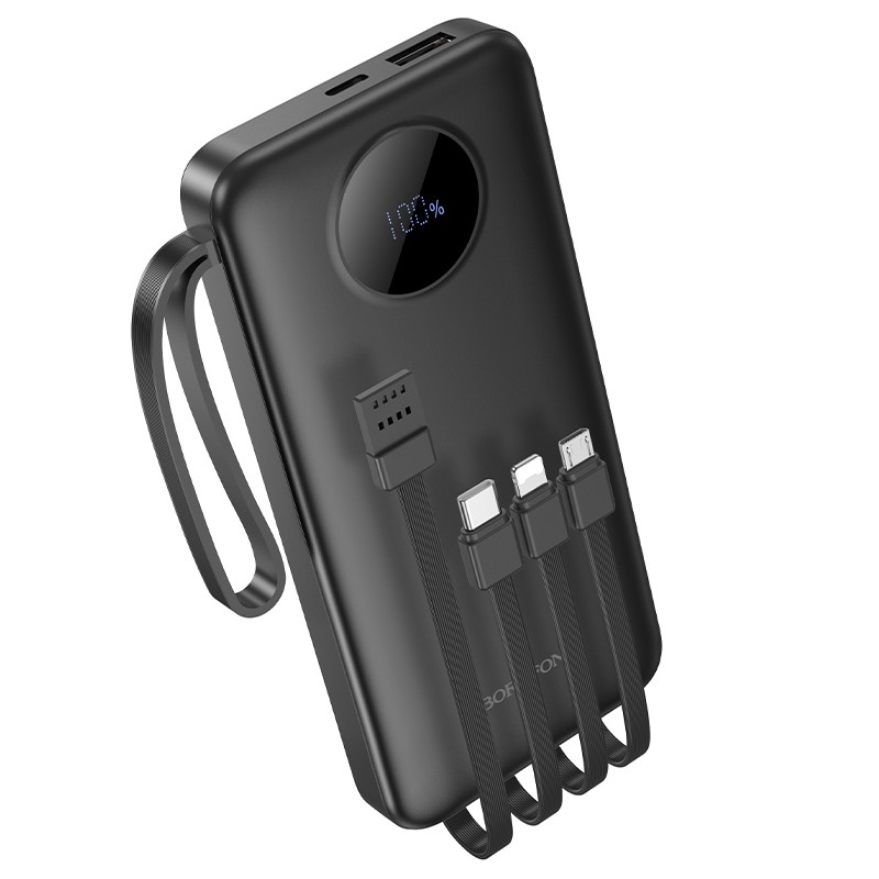 powerbank 10000 mah con display e cavi usb-c - lightingh- microusb  inclusi nera