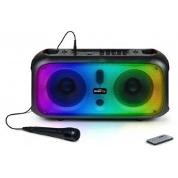party speaker bluetooth potenza massima 200 Watt con doppio woofer led multicolor microfono telecomando  incluso