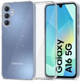 cover in silicone per samsung a16  trasparente con glitter