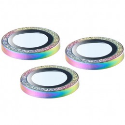 kit da 3pz di vetro protettivo per fotocamere iphone 16 pro / 16 pro max glitter multicolor