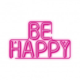 led wall neon be happy pink connettore usb con regolatore di intensita\' dimensioni 370 x 28 x 280