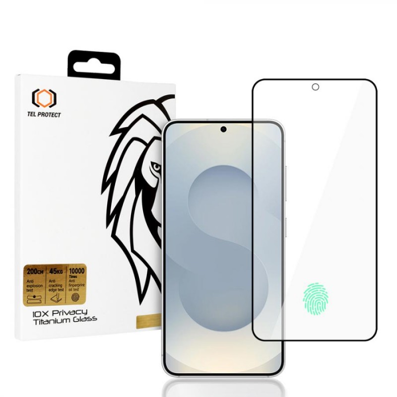 vetro temperato privacy samsung s25 plus full glue con funzione impronta digitale
