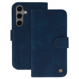 custodia a libro samsung a26 con porta carte di credito chiusura magnetica blu