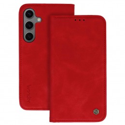 custodia a libro sansung a56 con porta carte di credito chiusura magnetica rossa