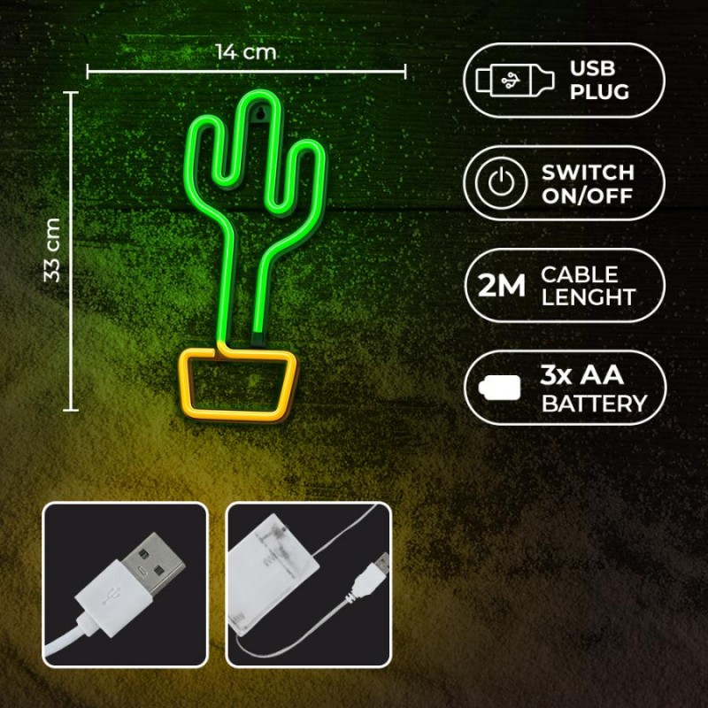 led wall cactus colore verde connettore usb dimensioni 170 x 20 x 235 mm led wall cactus colore verde connettore usb dimensioni 170 x 20 x 235 mm