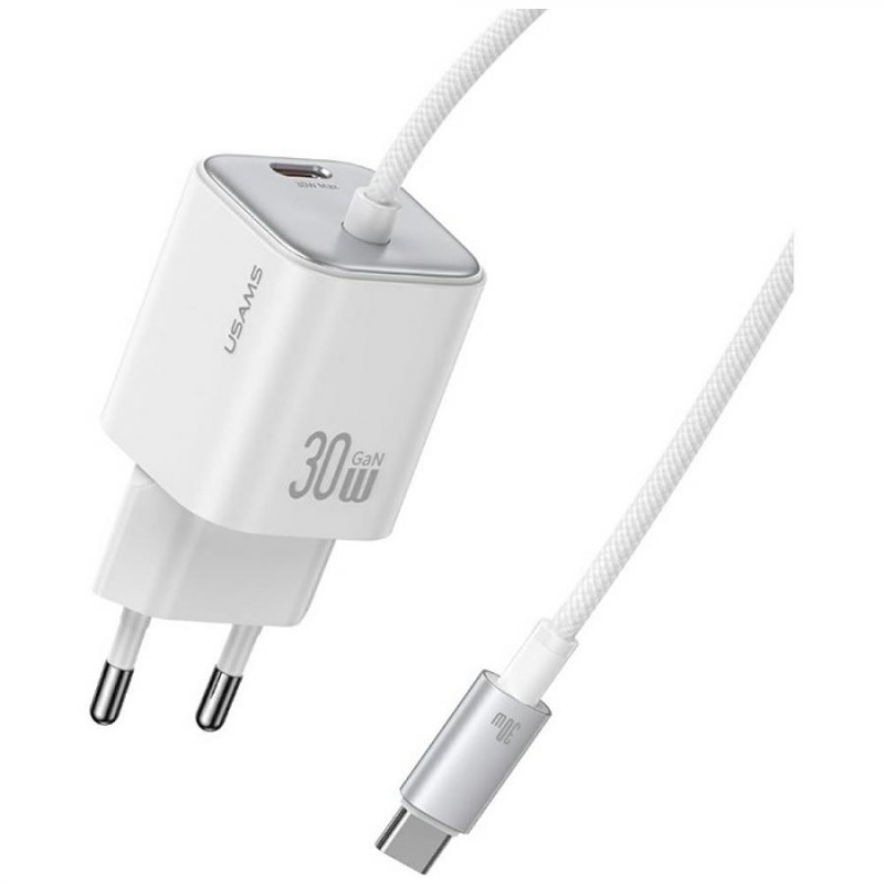 caricabatterie gan 30w usbc + cavo usbc bianco caricabatterie gan 30w usbc + cavo usbc bianco