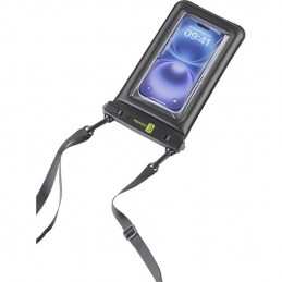 custodia waterproof nera con laccio da collo regolabile sino a 6,5 ipx8 resistente sino a 20mt galleggiante