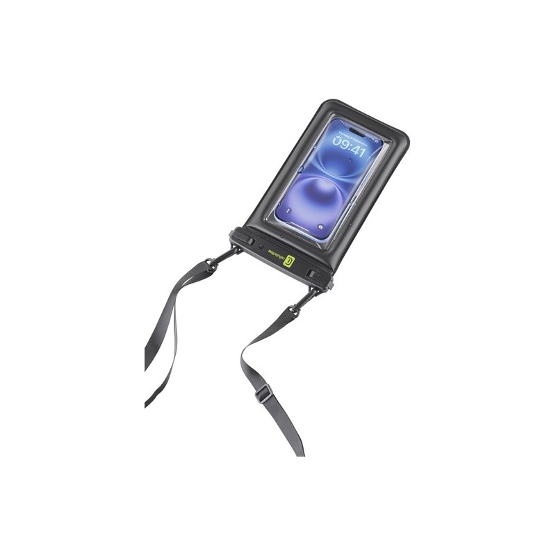 custodia waterproof nera con laccio da collo regolabile sino a 6,5 ipx8 resistente sino a 20mt galleggiante