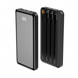 powerbank 10000 mah con display e cavi usb-c - lightingh- microusb  inclusi nera