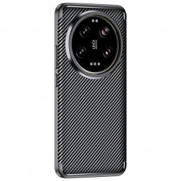 cover xaomi 15 ultra tpu con una trama in fibra di carbonio nera