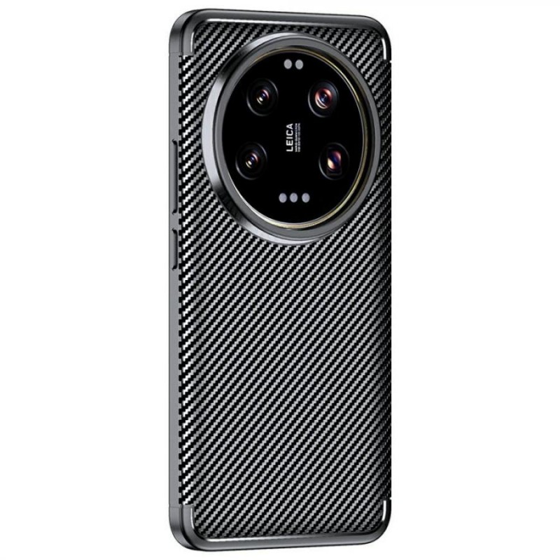 cover xaomi 15 ultra tpu con una trama in fibra di carbonio nera