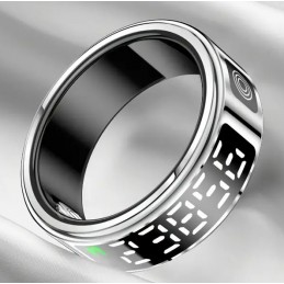 Smart ring anello in acciaio diametro 12mm  con display silver