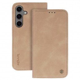 custodia a libro sansung A15 con porta carte di credito chiusura magnetica beige